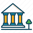 bank, building, columns, exterior icon