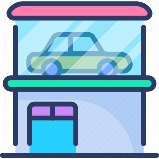 Auto, car, dealership, garage, parked, shop, showroom icon - Download on Iconfinder