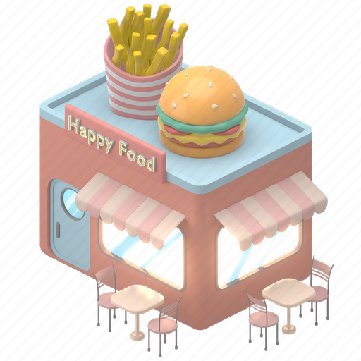 Food, location, fast, restaurant, gastronomy, building, commerce 3D illustration - Download on Iconfinder