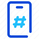 hashtag, mobile, app