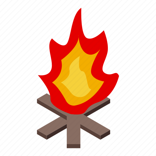 Bonfire, planks, isometric icon - Download on Iconfinder