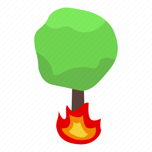 Burning, maple, tree, isometric icon - Download on Iconfinder