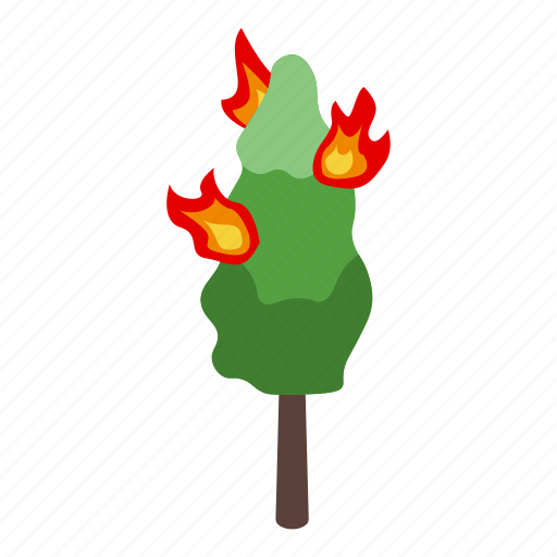 Burning, city, tree, isometric icon - Download on Iconfinder