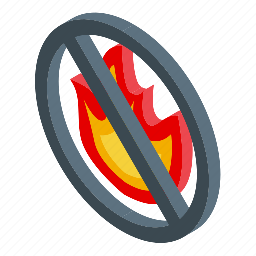 Fire, ban, isometric icon - Download on Iconfinder