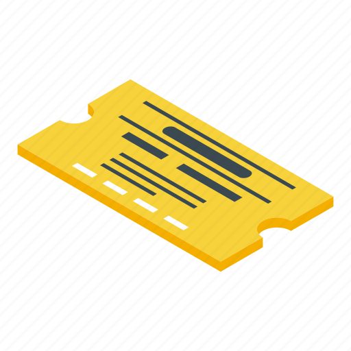 Yellow, bus, ticket, isometric icon - Download on Iconfinder