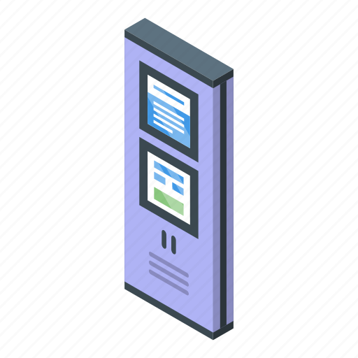 Bus, ticket, kiosk, isometric icon - Download on Iconfinder