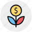 business, coin, dollar, flower, grow, plant 