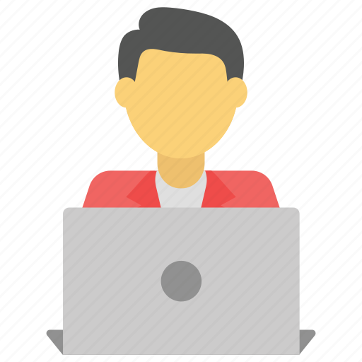 Businessman, employee, laptop user, office, workplace icon - Download on Iconfinder