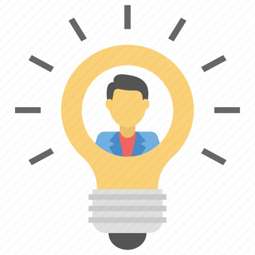 Creative person, creative thinking, idea man, intelligent man, man inside bulb icon - Download on Iconfinder