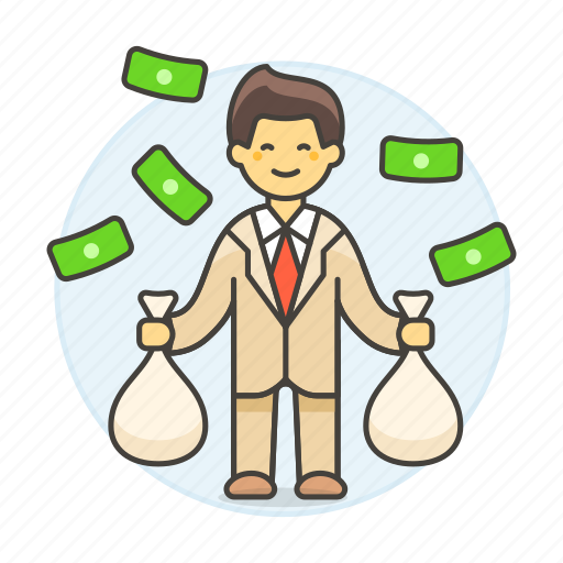 Bag, banknote, business, cash, income, male, man icon - Download on Iconfinder