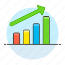 analytics, arrow, bar, business, chart, graph, green, growth, increasing, revenue