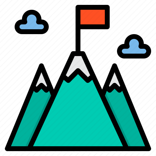 Business, flag, goal, mountain, on, success, top icon - Download on Iconfinder