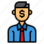 avatar, businessman, head, hunter, man, money 