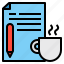 document, file, mug, pen 