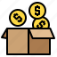 money, coin, currency, open, box 