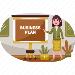 business, illustration, plan, woman, graph, chart, meeting 