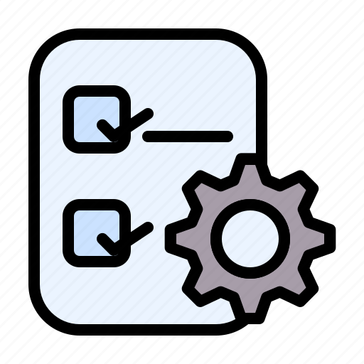 Management, checklist, document, gear, cog icon - Download on Iconfinder