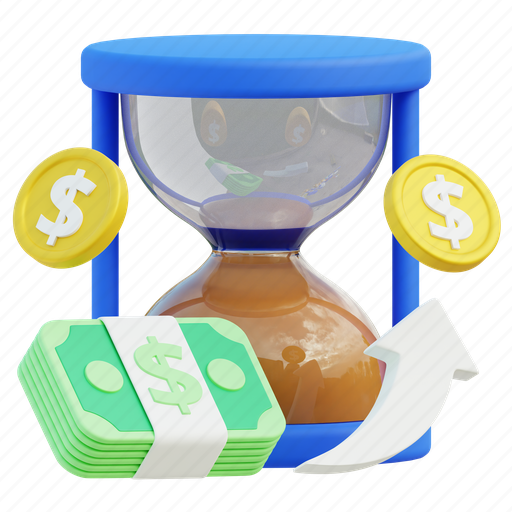 Time, money, business, dollar, timer, hourglass, clock 3D illustration - Download on Iconfinder