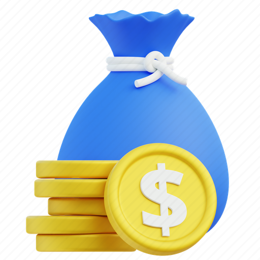 Bag, bag of money, dollar, currency, suitcase, finance, payment 3D illustration - Download on Iconfinder