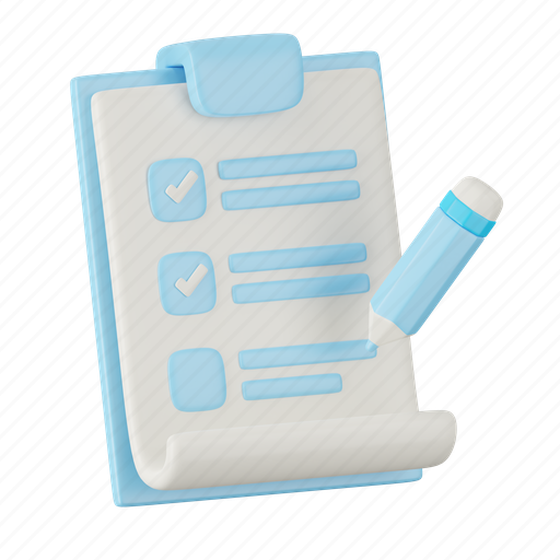 Clipboard, document, checklist 3D illustration - Download on Iconfinder