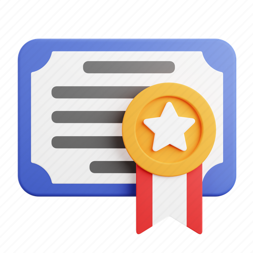 Certificate, diploma, award, medal, degree, trophy, winner 3D illustration - Download on Iconfinder