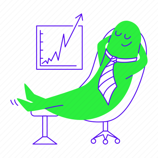 Businessman, character, enjoys, good, graphics, business, finance illustration - Download on Iconfinder