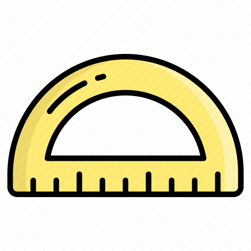 Protractor, art and design, drawing tool, geometry, education, curve ruler, stationery icon - Download on Iconfinder