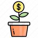 money plant, return to investment, dollar, business, investment, plant pot, currency