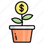 money plant, return to investment, dollar, business, investment, plant pot, currency 