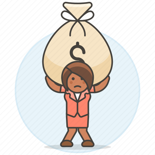 Bag, stress, cash, burden, woman, expenses, bill icon - Download on Iconfinder