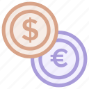 coin, dollar, exchange, money, sign icon