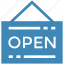 badge, open, open shop, shop sign icon 