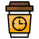 clock, coffee, time, break, cup