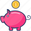 bank, dollar, finance icon, piggy, piggy bank, savings 