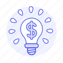 brilliant, business, dollar, idea, lightbulb, metaphors, millionaire, money, sign