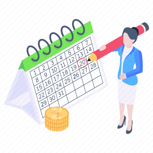 Payment date, payment schedule, calendar, payment reminder, schedule illustration - Download on Iconfinder