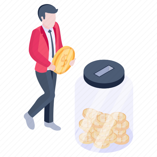 Savings, savings jar, money collection, coins jar, wealth illustration - Download on Iconfinder