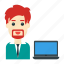 avatar, employee, laptop, user, working 