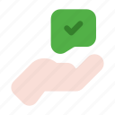 hand, speech, bubble, approved, checkmark, correct