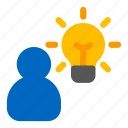 idea, innovation, light, bulb, employee
