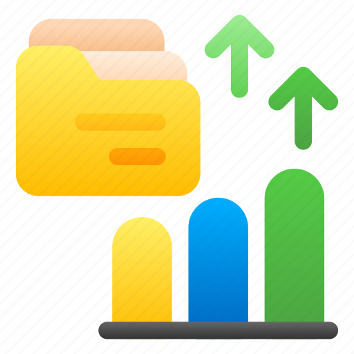 Folder, bar, chart, increase, arrows, files, documents icon - Download on Iconfinder
