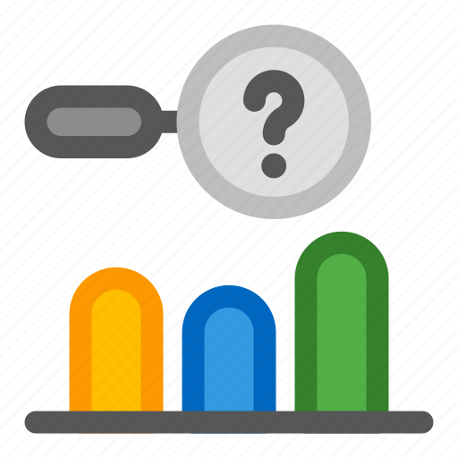 Analytics, graph, bar, chart, question, magnifying, glass icon - Download on Iconfinder