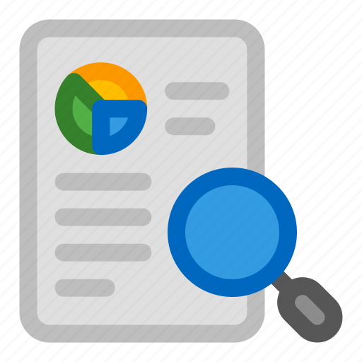 Report, analytics, magnifying, glass, pie, chart, research icon - Download on Iconfinder
