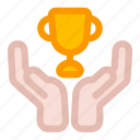 winner, hands, holding, win, trophy