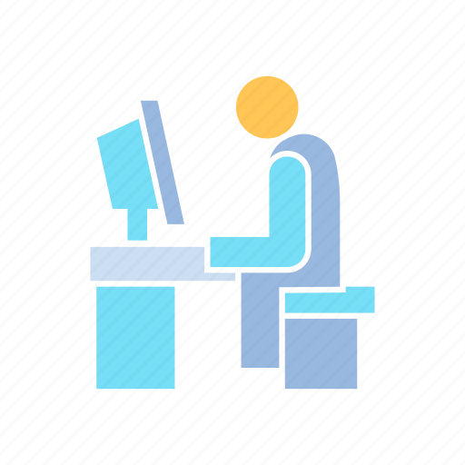 Computer, employee, office worker, working icon - Download on Iconfinder