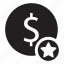 business, circle, currency, dollar, favourite, finance, star 