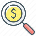 funds, loupe, magnifier, search, magnifying glass, search funds