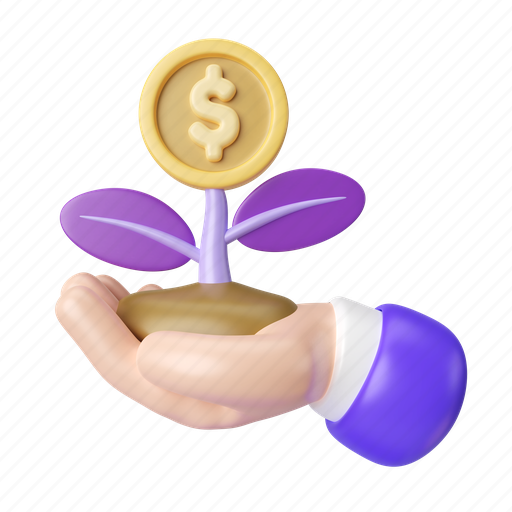 Business, finance, investment, money, growth, leaf, coin 3D illustration - Download on Iconfinder