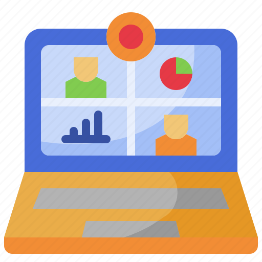 Video, conference, meeting, videoconference, communication, communications, laptop icon - Download on Iconfinder