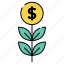 dollar plant, money plant, investment growth, economy growth, business growth 